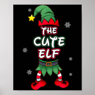 Süße Elf Weihnachten Schlafanzug Pjs passende Fami Poster