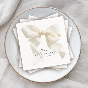 Süße Elfenbein Kokette Schleife Babyparty Serviette