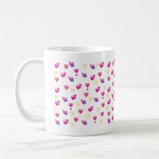 Süße Emoji Sterne Herzen Kawaii Kaffeetasse