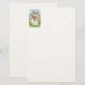 Süße Engel mit Kreuz und Blumen Briefpapier (Vorne/Hinten)