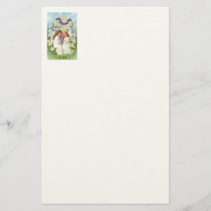 Süße Engel mit Kreuz und Blumen Briefpapier
