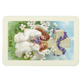 Süße Engel mit Kreuz und Blumen Magnet (Horizontal)
