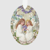 Süße Engel mit Kreuz und Blumen Ornament (Rückseite)