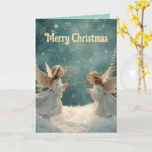Süße Engel Weihnachts-Faltgrußkarte Karte