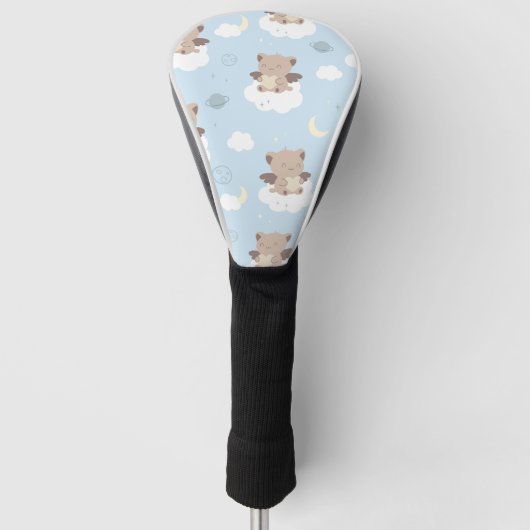 Süße Engelkatzen auf Wolken Muster Golf Headcover (Vorderseite)