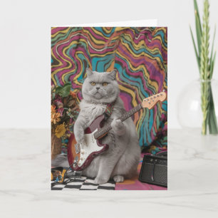 Süße Englisch Kurzhaar Katze Rocker Karte