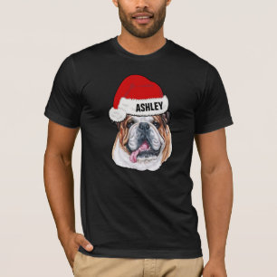 Süße Englische Bulldogge Weihnachtsmütze Hund Groß T-Shirt