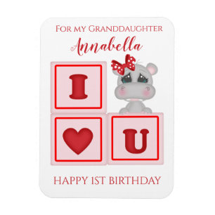 Süße Enkelin erster Geburtstag Nilpferd Ich liebe  Magnet