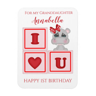 Süße Enkelin erster Geburtstag Nilpferd Ich liebe Magnet