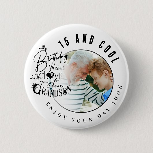 Süße Enkelsohn-Foto-Geschenke Button (Vorderseite)