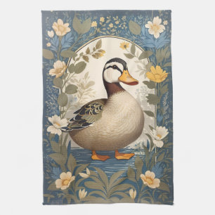 Süße Ente Vintage-Blumen Naturinspiriert Geschirrtuch