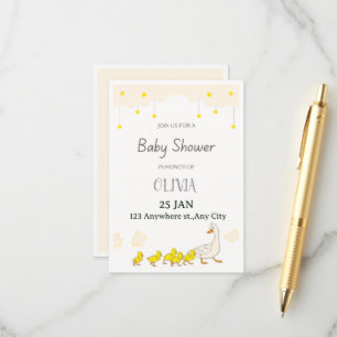 Süße Enten-Baby-Shower-Einladung Begleitkarte