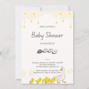 Süße Enten-Babyshower-Illustration im minimalistis Einladung
