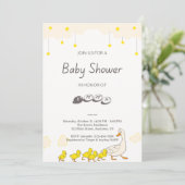 Süße Enten-Babyshower-Illustration im minimalistis Einladung (Stehend Vorderseite)