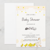 Süße Enten-Babyshower-Illustration im minimalistis Einladung (Vorne/Hinten)