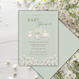Süße Enten & Gänseblümchen Baby Shower Einladung