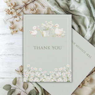Süße Enten & Gänseblümchen Baby Shower Flache Dank Dankeskarte