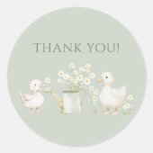 Süße Enten & Gänseblümchen Danke Sticker (Vorderseite)
