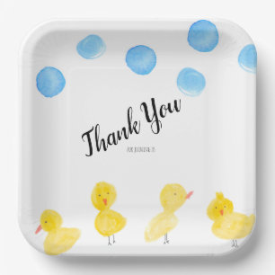 Süße Enten Hand Wasserfarbe Baby Shower Danke  Pappteller