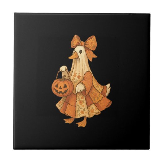 Süße Enten-Patchwork-Halloween-Party Fliese (Vorderseite)