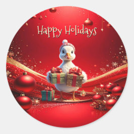 Süße-Enten-Weihnachts-Feiertags-Aufkleber Runder Aufkleber