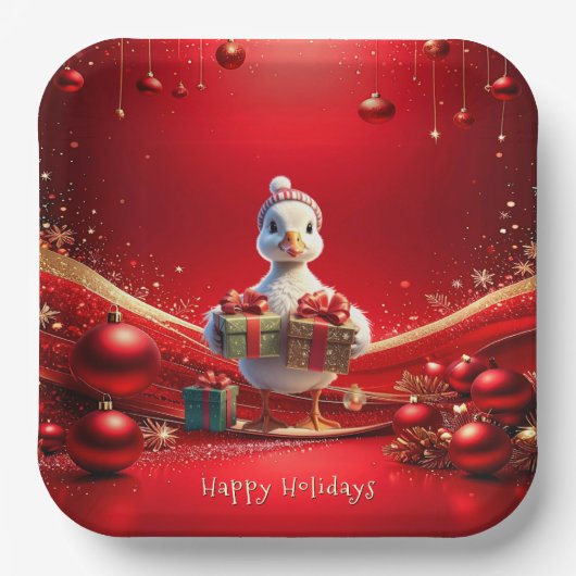 Süße Enten-Weihnachts-Feiertags-Papierteller Pappteller (Vorderseite)