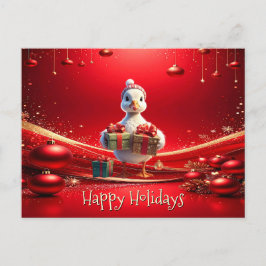 Süße Enten-Weihnachts-Feiertagspostkarte Postkarte