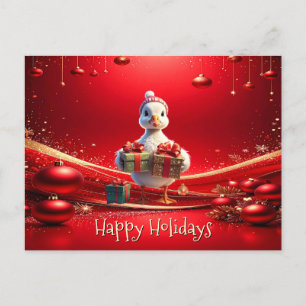 Süße Enten-Weihnachts-Feiertagspostkarte Postkarte