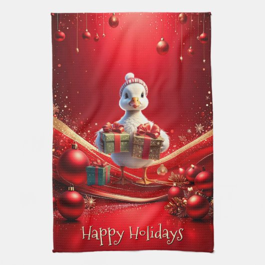 Süße-Enten-Weihnachts-Küchenhandtuch Geschirrtuch (Vertikal)