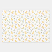 Süße Entenküken und Wildblumen Muster Geschenkpapier Set (Vorderseite)