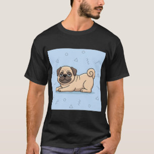 Süße entspannte Pug-Cartoon-Illustration für Hunde T-Shirt