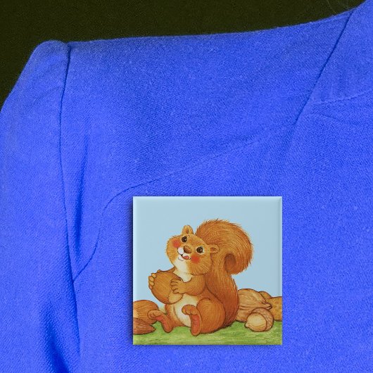 Süße entzückende Eichhörnchen-Nüsse Button