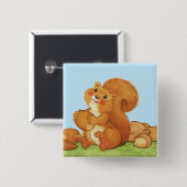 Süße entzückende Eichhörnchen-Nüsse Button (Vorne & Hinten)