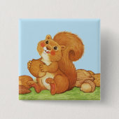 Süße entzückende Eichhörnchen-Nüsse Button (Vorderseite)