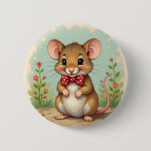 Süße entzückende kleine Maus mit Krawatte Button (Vorderseite)