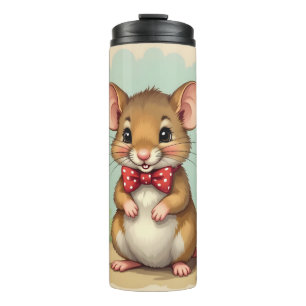 Süße entzückende kleine Maus mit Krawatte Thermosbecher