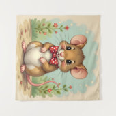 Süße entzückende kleine Maus mit Krawatte Wandteppich (Vorderseite (Horizontal))