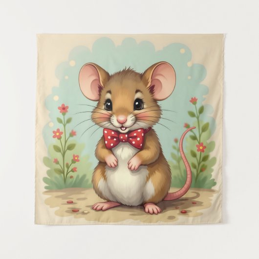 Süße entzückende kleine Maus mit Krawatte Wandteppich (Vorderseite)