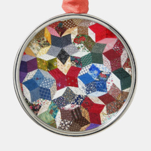 Süße entzückende Mädchen Vintage geflickt Quilt St Ornament Aus Metall