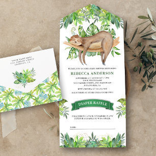 Süße entzückende schlafende Faultier-Baby-Party All In One Einladung