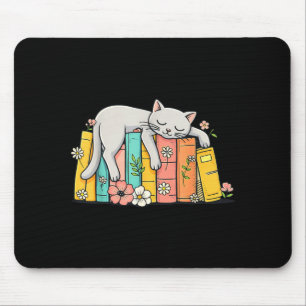 Süße entzückende schlafende Katze und Bücher gemüt Mousepad