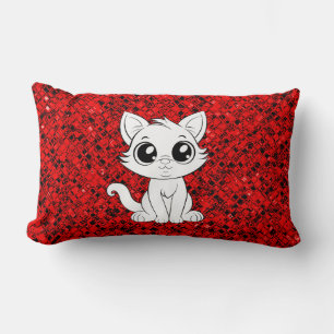 Süße entzückende weiße Katze Cartoon-30853 Lendenkissen