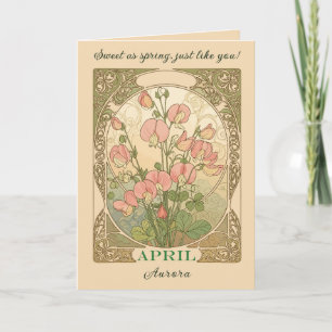 Süße Erbse April-Geburtsmonatsblume Karte