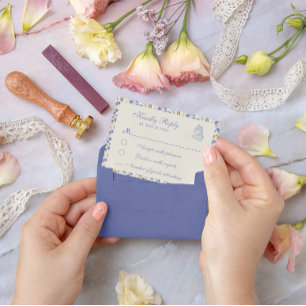 Süße Erbse Floral Blau und Creme RSVP Karte