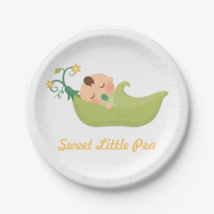 Süße Erbse in einer Knospe Jungen-Baby-Partyartike Pappteller