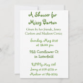 Süße Erbsen-Babyparty-Einladung Einladung (Rückseite)