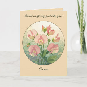 Süße Erbsen-Geburtsmonats-Blumen-Eleganz Karte