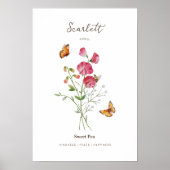 Süße-Erbsen-Geburtsmonats-Blumenposter Poster (Vorne)