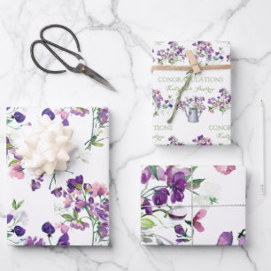 Süße-Erbsen-Glückwunsch-Geschenkpapierbögen Geschenkpapier Set