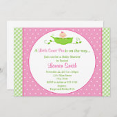Süße Erbsen-Mädchen-Baby-Duschen-Einladungs-12x18 Einladung (Vorne/Hinten)